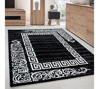 Carpettex Teppich Tapis de salon à poils courts - 240 x 340 cm - Moderne - Noir - Tapis pour chambre à coucher - Très doux et moelleux - Lavable - Pour cuisine, salle à manger, chambre d'enfant, salon