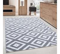 Carpettex Teppich Tapis de salon, à poils courts, 280 x 370 cm, gris, moderne, design géométrique, moelleux, extra doux, lavable, pour cuisine, salle à manger, chambre d'enfant, salon