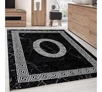 Carpettex Teppich Tapis de salon à poils courts - 280 x 370 cm - Noir - Moderne - Design méandre - Moelleux - Extra doux - Lavable - Pour cuisine, salle à manger, chambre d'enfant, salon
