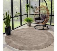 Carpettex Teppich Tapis d'extérieur uni résistant aux intempéries, idéal pour Les terrasses, Les balcons, Les Jardins et Les Cuisines, Couleur: Marron, Taille: 200 cm Rond