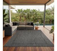 Tapis d'extérieur uni résistant idéal terrasses balcons jardins cuisines un tissage plat sisal Couleur: Noir Taille: 140 x 200 cm