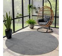 Carpettex Teppich Tapis d'extérieur uni résistant aux intempéries, idéal pour Les terrasses, Les balcons, Les Jardins et Les Cuisines, Couleur: Gris, Taille: 120 cm Rond