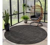 Carpettex Teppich Tapis d'extérieur uni résistant aux intempéries, idéal pour Les terrasses, Les balcons, Les Jardins et Les Cuisines, Couleur: Noir, Taille: 120 cm Rond