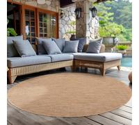 Carpettex Teppich Tapis d'extérieur uni résistant aux intempéries, idéal pour Les terrasses, Les balcons, Les Jardins et Les Cuisines, Couleur: Beige, Taille: 160 cm Rond