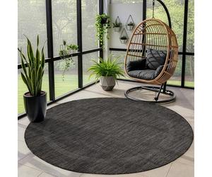 Carpettex Teppich Tapis d'extérieur uni résistant aux intempéries, idéal pour Les terrasses, Les balcons, Les Jardins et Les Cuisines, Couleur: Noir, Taille: 120 cm Rond