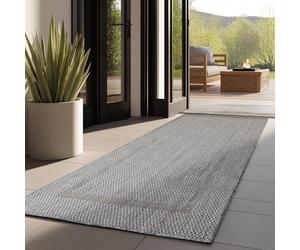Carpettex Teppich Tapis d'extérieur uni résistant aux intempéries, idéal pour Les terrasses, Les balcons, Les Jardins et Les Cuisines, Couleur: Gris, Taille: 80 x 250 cm