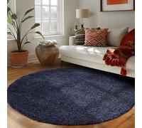Carpettex Teppich Tapis Rond pour Le Salon, Design uni à Poil Long, Moderne et Moelleux, Couleur: Marine, Taille: 120 cm Rond
