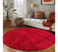 Carpettex Teppich Tapis Rond pour Le Salon, Design uni à Poil Long, Moderne et Moelleux, Couleur: Rouge, Taille: 120 cm Rond