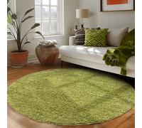 Carpettex Teppich Tapis Rond pour Le Salon, Design uni à Poil Long, Moderne et Moelleux, Couleur: Vert, Taille: 200 cm Rond