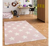 Carpetto - Tapis plat tissé intérieur/extérieur - Rose Étoiles - 5 tailles