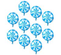CarpNettore 10 Pièces Bonbons Ballon Rond Décoration Aluminium Film Jouet Cartoon Enfant Auto-soudable Léger à Gonfler Convient pour Fête Enfant Mariage Baptême, Bleu