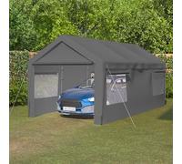 Carport 3 x 6 m - Fenêtre enroulable amovible - 592 x 310 x 276 cm - Camion | Tente de garage, auvent de voiture avec parois latérales, pour SUV, bateau, camion, fête, écurie, gris