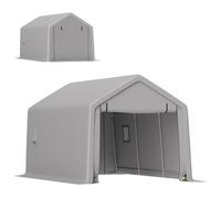Outsunny Carport Tente de Garage 3 x 5,2 m, abri Voiture extérieur, Tente de Stockage avec Porte Enroulable Amovible, pour Camion, Bateau, Gris