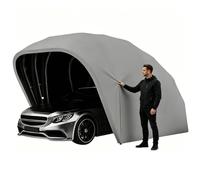 Carport Abri Voiture Exterieur, Pliable Garage Mobile Semi-Automatique Retractable en Acier Inoxydable, Verrouillable, Imperméable Protection, pour Parking (5,5M)