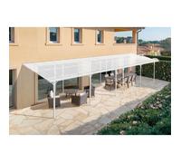 Carport adossé KLEO Cazeboo abri voiture aluminium 11x3 m toit polycarbonate blanc 33 m²