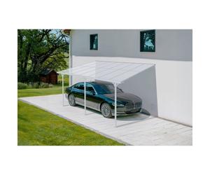 Carport adossé KLEO Cazeboo abri voiture aluminium 4,5x3 m toit polycarbonate blanc 13,5 m²