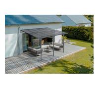 Carport adossé KLEO Cazeboo abri voiture aluminium 4x3 m toit polycarbonate gris 12 m²