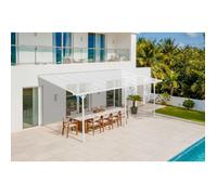 Carport adossé KLEO Cazeboo abri voiture aluminium 5,5x3 m toit polycarbonate blanc 16,5 m²