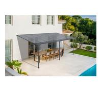 Carport adossé KLEO Cazeboo abri voiture aluminium 5,5x3 m toit polycarbonate gris 16,5 m²