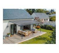 Carport adossé KLEO Cazeboo abri voiture aluminium 5x3 m toit polycarbonate gris 15 m²
