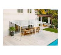 Cazeboo Carport Abri Voiture Toit Terrasse KLEO - 18 m² 6x3 m Aluminium Blanc Polycarbonate Anti-UV - Pergola adossée Robuste Anti-Rouille - Protection Pluie Neige Soleil - 626 x 300 cm