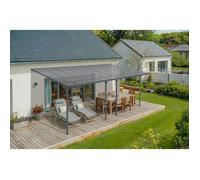 Carport adossé KLEO Cazeboo abri voiture aluminium 6x3 m toit polycarbonate gris 18 m²