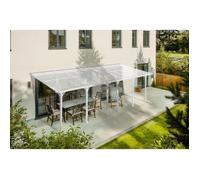 Carport adossé KLEO Cazeboo abri voiture aluminium 8x3 m toit polycarbonate blanc 24 m²