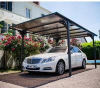 Carport en aluminium toit plat 14,70m² - Gris anthracite