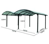 Habrita – Carport double CAR6048ALRP en aluminium 28,62 m² (590×485 cm) Gris anthracite