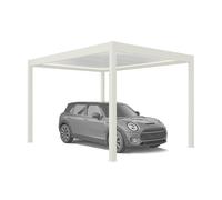 Carport autoportant blanc avec éclairage LED intégré - Design moderne