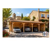 Carport bois 2 pentes en bois douglas 34 m² 10 poteaux. Abri voiture extérieur. Garantie 10 ans.