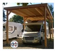 Carport Bois camping car Douglas Français 26 m² - Toit plat - 6 poteaux - Abri camping car extérieur - Garantie 10 ans
