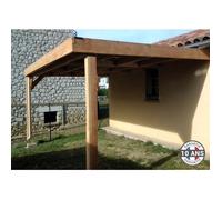Carport Bois Douglas Français 14 m² - Toit plat adossé - 2 poteaux - Abri voiture extérieur - Garantie 10 ans