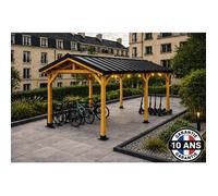 Carport Bois Douglas Français 18 m² - 2 pentes - 4 poteaux - Abri camping-car extérieur - Garantie 10 ans