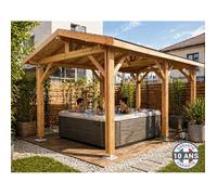 Carport Bois Douglas Français 18 m² - 2 pentes - 6 poteaux - Abri auto extérieur - Garantie 10 ans