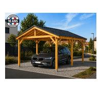 Carport Bois Douglas Français 21 m² - 2 pentes - 6 poteaux - Abri camping-car extérieur - Garantie 10 ans