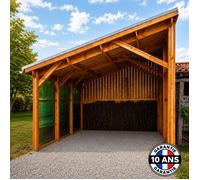Carport Bois Douglas Français 24 m² - 1 pente - 8 poteaux - Abri voiture extérieur - Garantie 10 ans