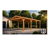 Carport Bois Douglas Français 29 m² - 2 pentes - 8 poteaux - Abri voiture extérieur - Garantie 10 ans