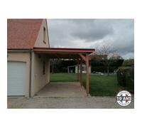 Carport Bois Douglas Français 30 m² - Toit plat adossé - 3 poteaux - Abri camping car extérieur - Garantie 10 ans