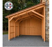 Carport Bois Douglas Français 48 m² - 1 pente - 8 poteaux - Abri voiture extérieur - Garantie 10 ans