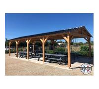 Carport Bois Douglas Français 50 m² - 2 pentes - 10 poteaux - Abri voiture extérieur - Garantie 10 ans