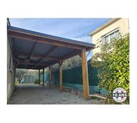 Carport Bois Douglas Français adossé 44 m² - toit plat - 5 poteaux - Abri extérieur - Garantie 10 ans