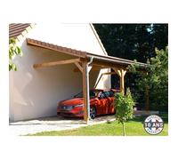 Carport Bois Douglas Français adossé surface 13 m² - 1 pente - 3 poteaux - Abri voiture extérieur - Garantie 10 ans