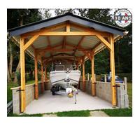 Carport Bois Douglas Français camping car 32 m² - 2 pentes - 8 poteaux - Abri camping car extérieur - Garantie 10 ans