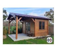 Carport Bois Douglas taille 28 m² - 2 pentes - 4 poteaux - Abri voiture extérieur - Garantie 10 ans