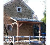 Carport Bois massif Français adossé surface 12 m² - 1 pente - 2 poteaux - Abri extérieur - Garantie 10 ans