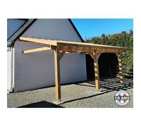 Carport Bois massif Français adossé surface 20 m² - 1 pente - 3 poteaux - Abri extérieur - Garantie 10 ans