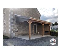 Carport Bois massif robuste Français adossé 22 m² - 1 pente - 3 poteaux - Abri véhicule extérieur - Garantie 10 ans