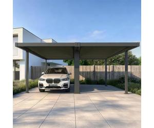 Carport double autoporté MIRADOR 111S - Abri voiture 6x5m - Structure aluminium et acier - Anthracite