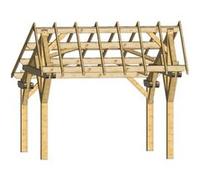 Carport double pente asymétrique en sapin du Nord contrecollé - HABRITA - 19.70 m2